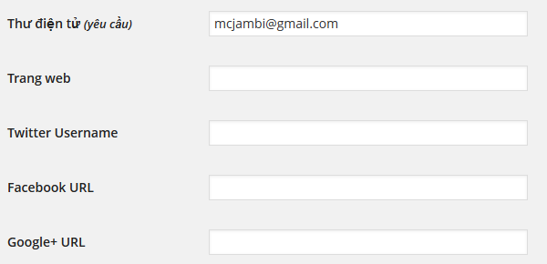 Mình vừa thêm G+ và vài cái khác cho User của mình