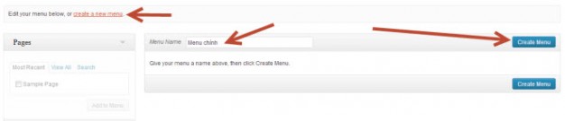 Tạo một menu mới trong WordPress