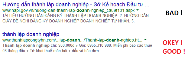Thẻ meta description tối ưu và không tối ưu