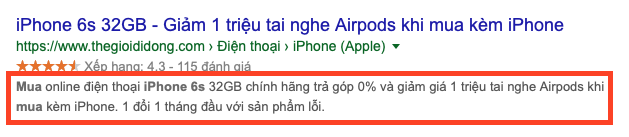 Thẻ mô tả của từ khóa mua Iphone 6